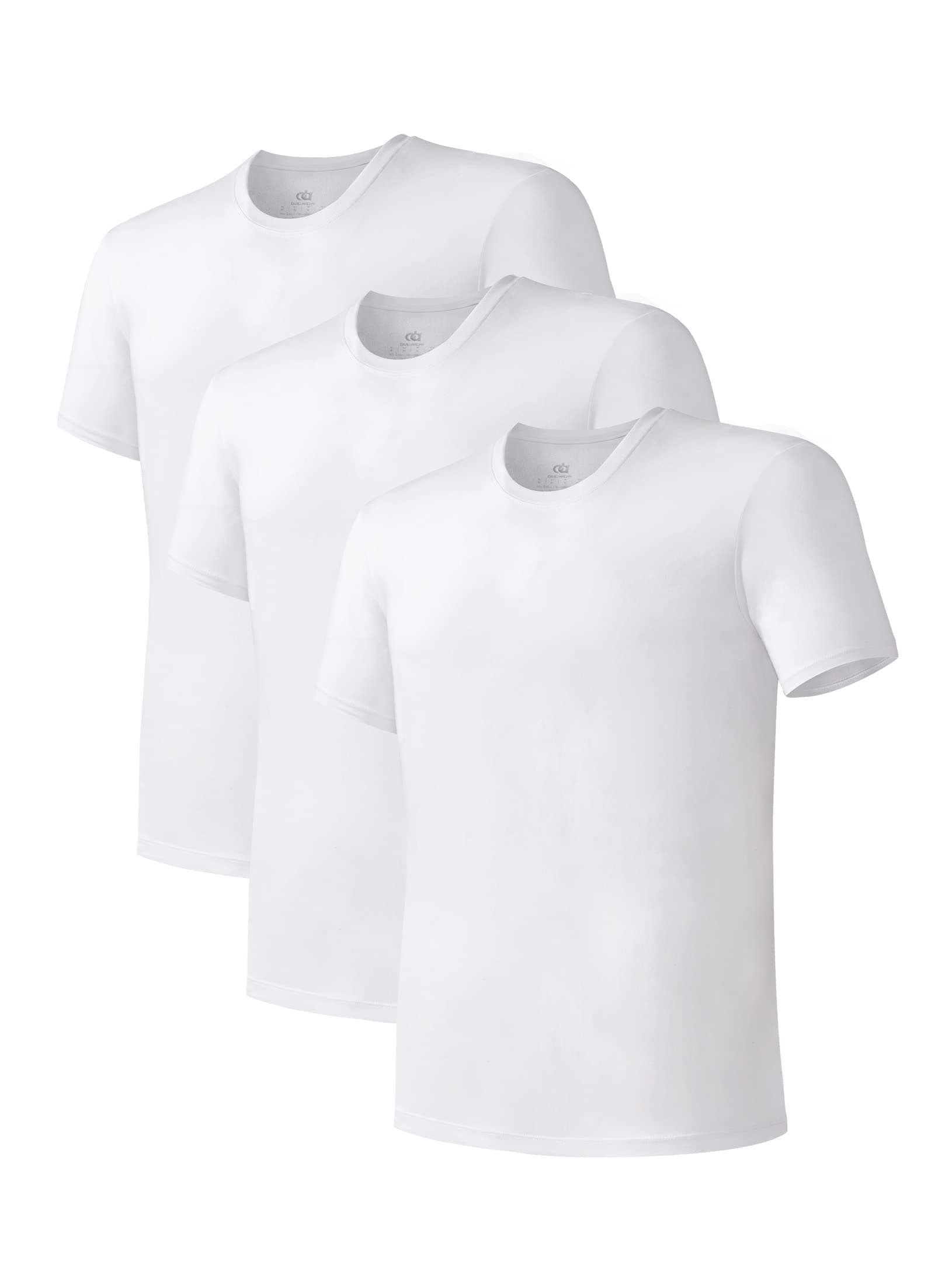 DAVID ARCHY Men's Undershirt Short Sleeves Bamboo Cool Fresh T Shirts Breathable Moisture-Wicking Soft Vest Tees for Men Fit Classic Top 3-Pack