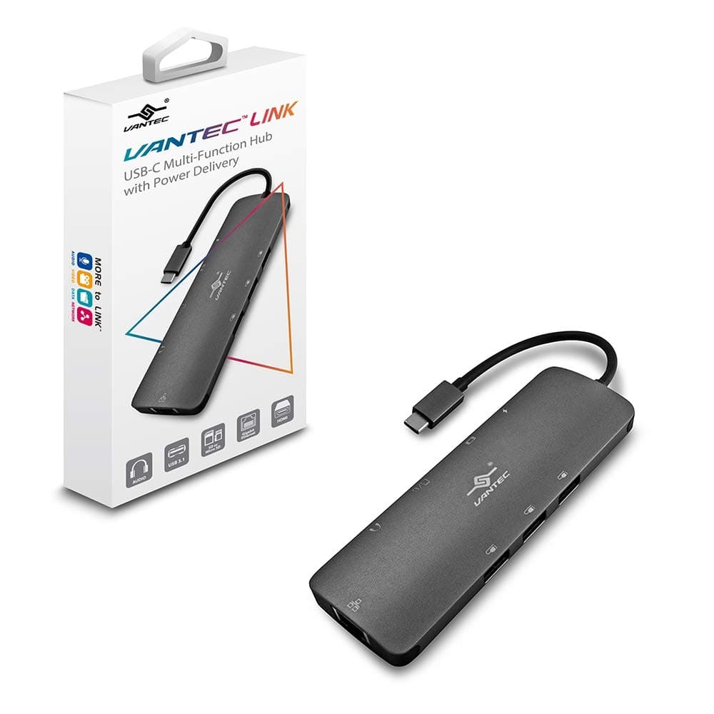 Vantec Link USB C Multi-Function Hub with Power Delivery, Gray (Cb-CU301MDSH)