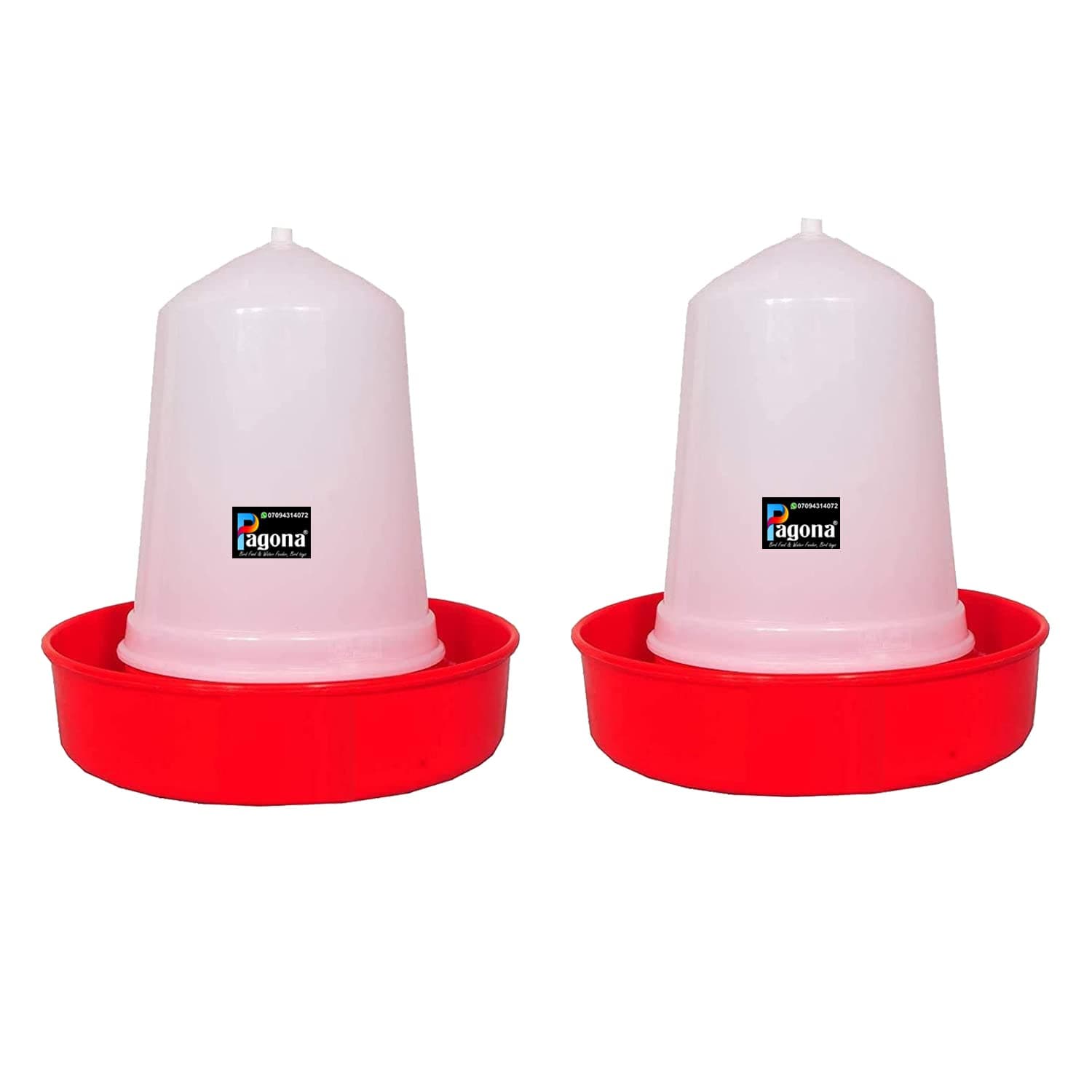 Pagona Plastic Quail Or Chick Feeder And Drinker Combo Ground Bird Feeder (500Ml Drinker + 500Grm Feeder, Set Of 1), ?14L X 14W X 15H Centimeters