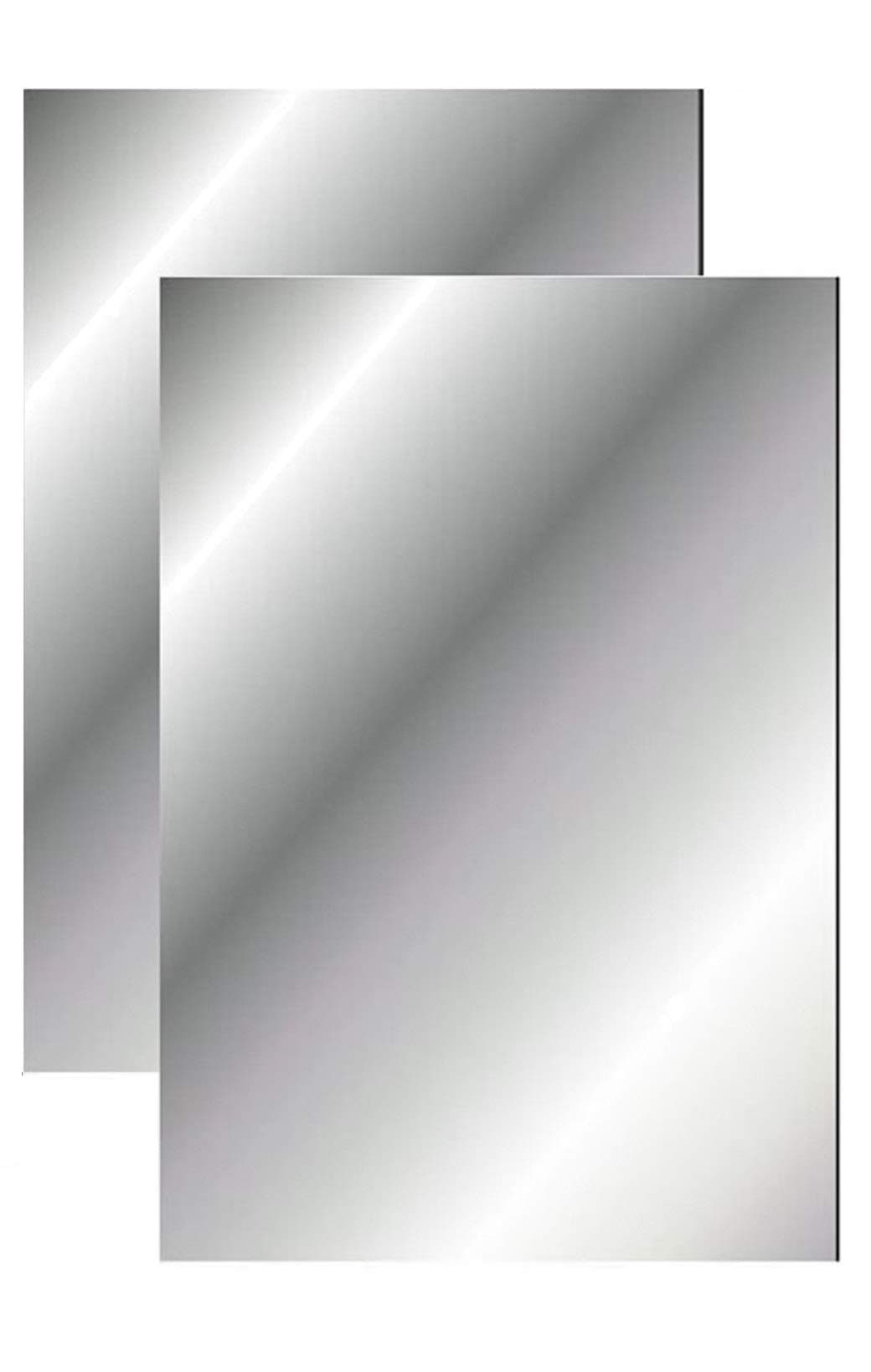 Q-BICS Flexible Reflection Mirror Sheets Stickers 11.9" X 17.9'' Inch Soft Non Glass Cut to Size Craft Plastic 2 Sheets Peel Off Protective Cover Sheet Peel Back Sticker and Stick On Fun House