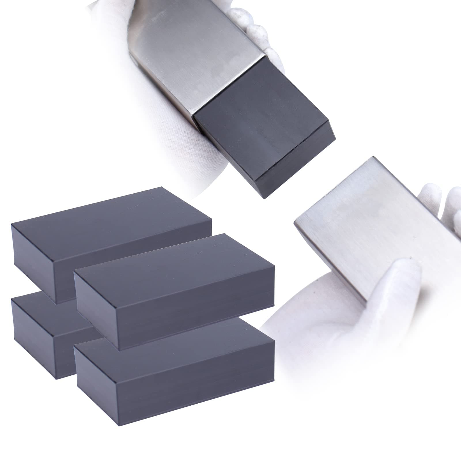 Muzata 4Pack Weldless Handrail Connector high Strength Polymer- Black Internal Spline for Straight Rectangle Stainless Steel & Aluminum Top Rail- Deck, Stair Railing System, HA01 BNP, HR5, HC1