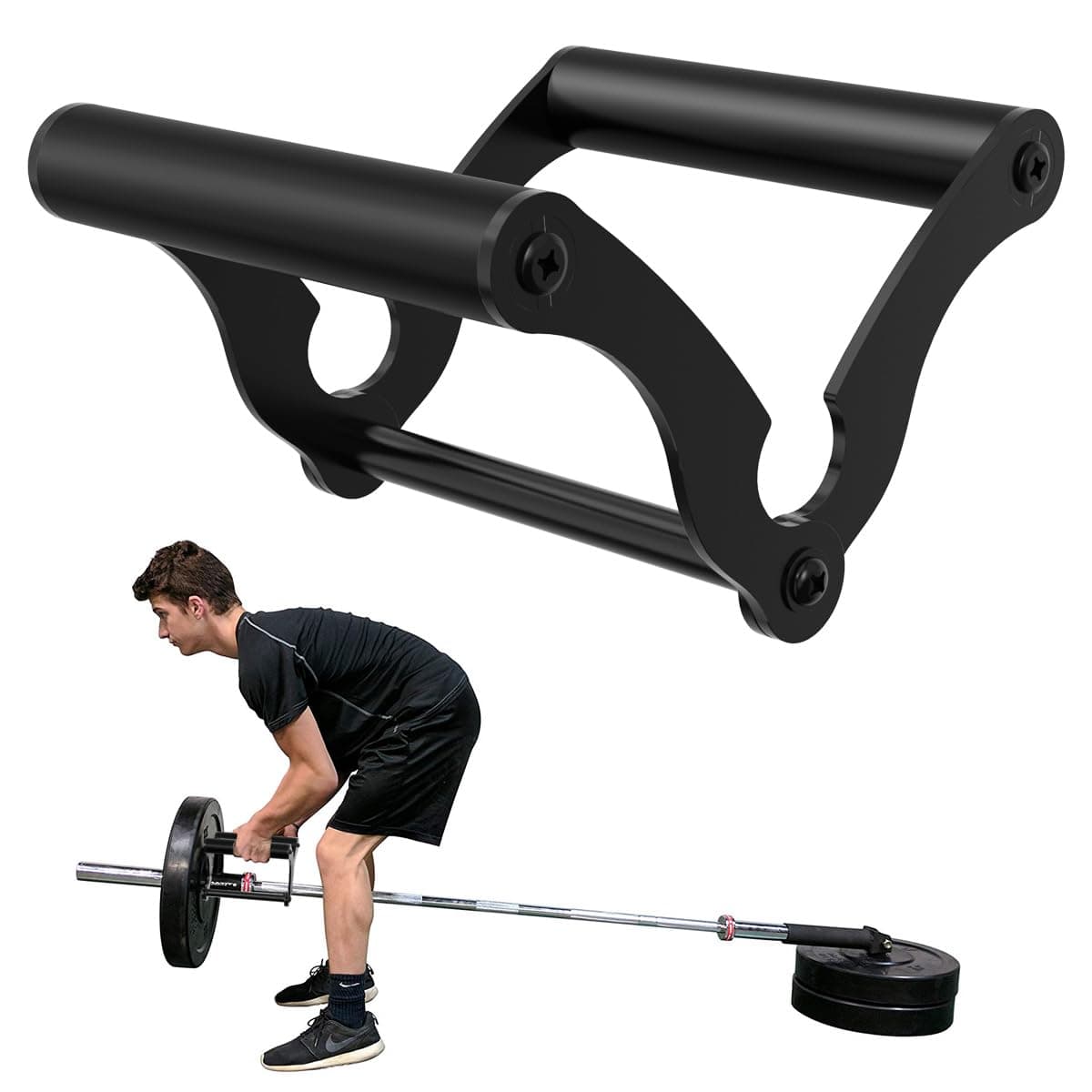 V Bar Landmine Handle Attachment for Barbell Bar, Solid Multi-Grip Landmine Handle Attachment with Non-Slip Rubber Handle, Fits Olympic Bars Strength Training Bars