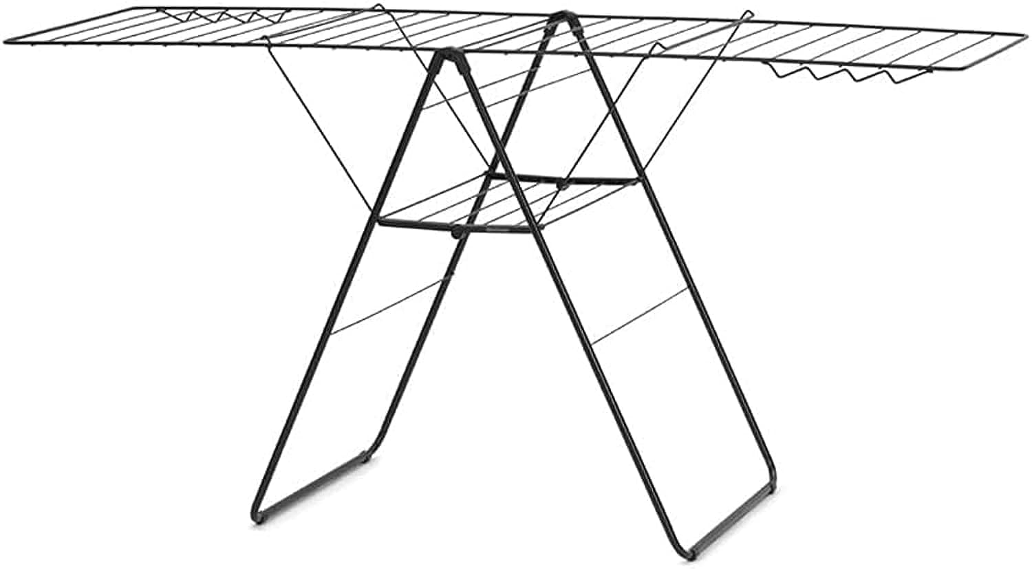 Brabantia HangOn Laundry Drying Rack (25m / Matt Black) Compact, Foldaway, Adjustable Indoor Stainless Steel Clothes Horse