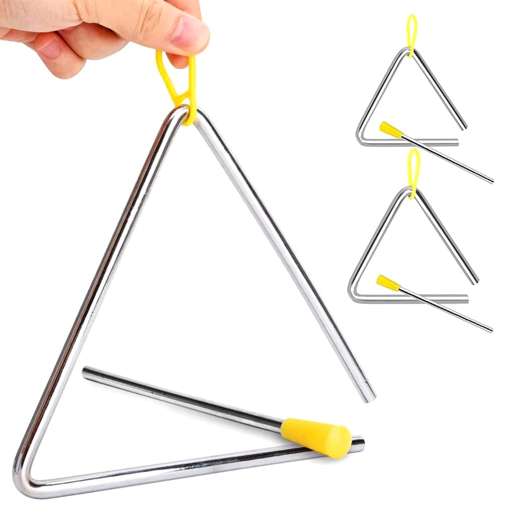 PATPAT� Triangle Instrument 3 Sizes Percussion Instrument Hand Percussion Triangles with Striker Early Musical Sensory Instrument for Kids, Mindfulness Class Musical Triangle Instrument,multicolor