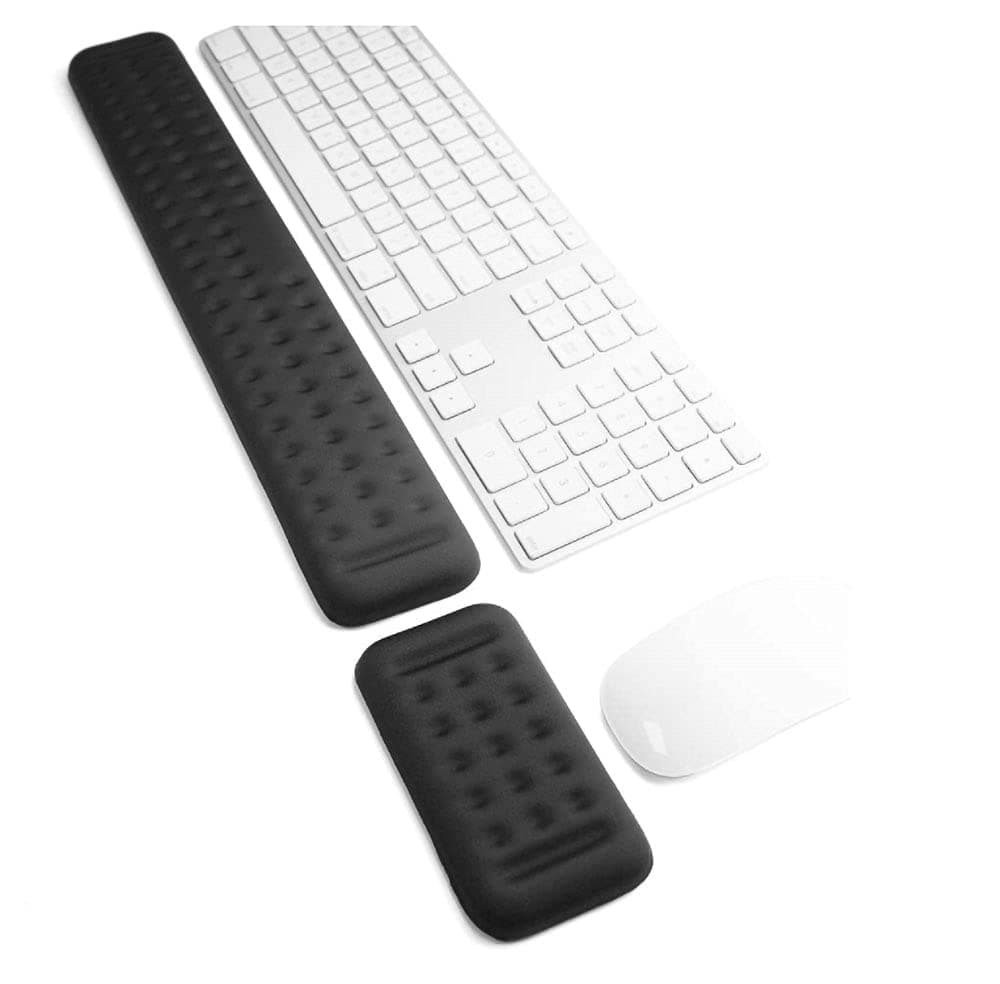 CLOUDFOUR Memory Foam Keyboard & Mouse Wrist Rest Pad, Ergonomic Keyboard Wrist Rest, Wrist Support Pad, Keyboard Support, Pain Relief Easy Typing for Desktop Computer, Home, Office & Laptop (Black.)