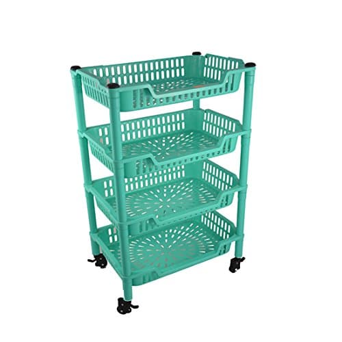 Actionware Fruits Vegetable Storage Plastic Trolley with 4 Racks (Colour May Vary)