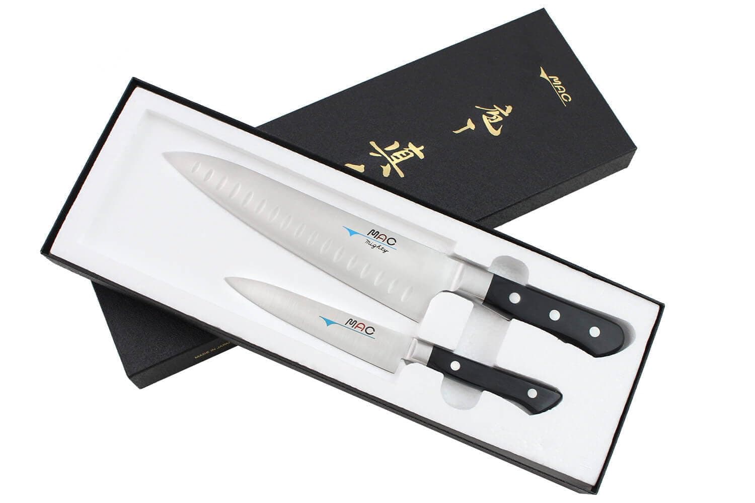 MAC Knife Professional series 2-piece starter knife set PRO-20, MTH-80 Pro series 8" Chef's knife w/dimples and PKF-50 Pro series 5" Paring knife, handcrafted in Seki, Japan