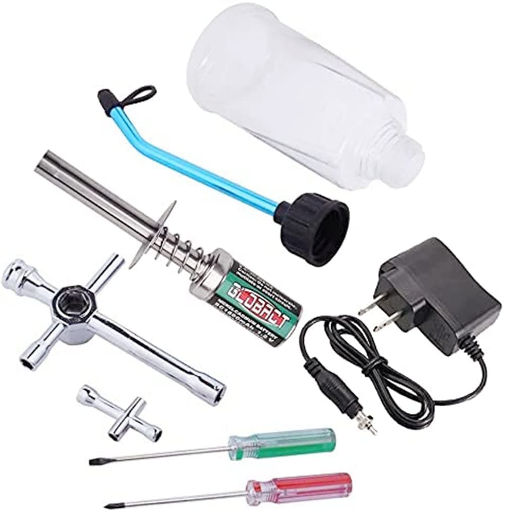 Globact RC Nitro Starter Glow Plug Igniter Charger Tools Fuel Bottle Combo for Redcat HSP Nitro Powered 1/8 1/10 RC Car