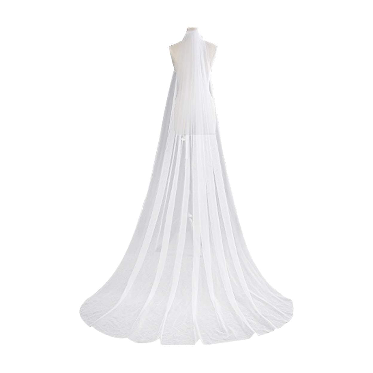 Dzzinme Simple One-Layer 3 Meters Wedding Veils Long Soft Bridal Veils Comb