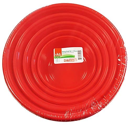 SPPRANDOM Set of 5 Plastic Nesting Mixing Bowls in 5 Different Sizes and 2 Colors (Red)