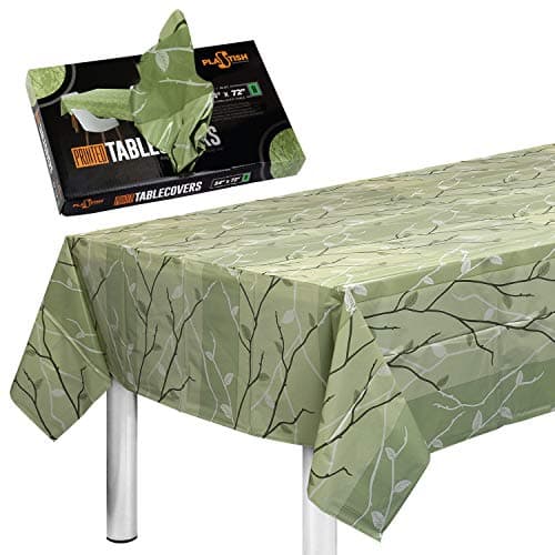 Disposable Plastic Tablecloths Fully Printed - Size 54 X 72 Inches - 20 Table Covers - for a 5 Foot Rectangle Picnic Party Table