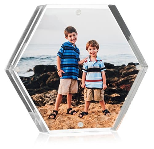 Acrylic Block Picture Frame - 5" - Stack-able Hexagon Shape