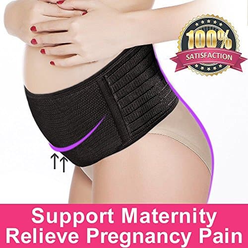 Breathable Maternity Back Support - Pregnancy Belly Support with Band-Comfortable Adjustable Pregnancy Support Belts Band Abdominal Binder for Lower Back Pain & Postnatal Recovery (Black)