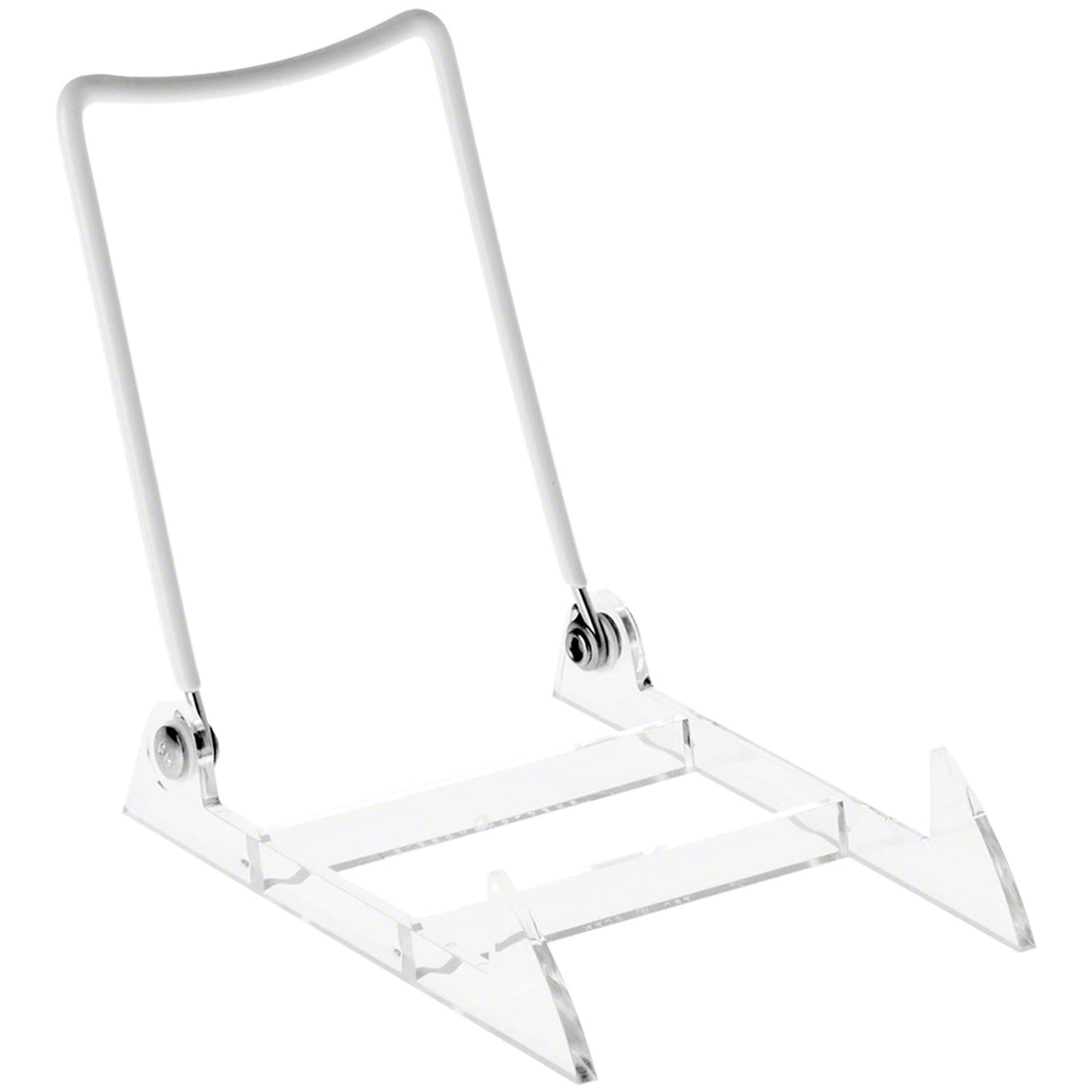 3PL Adjustable White Wire and Clear Acrylic Display Easel, 3.875" W x 5.375" D x 5.25" H, Pack of 6