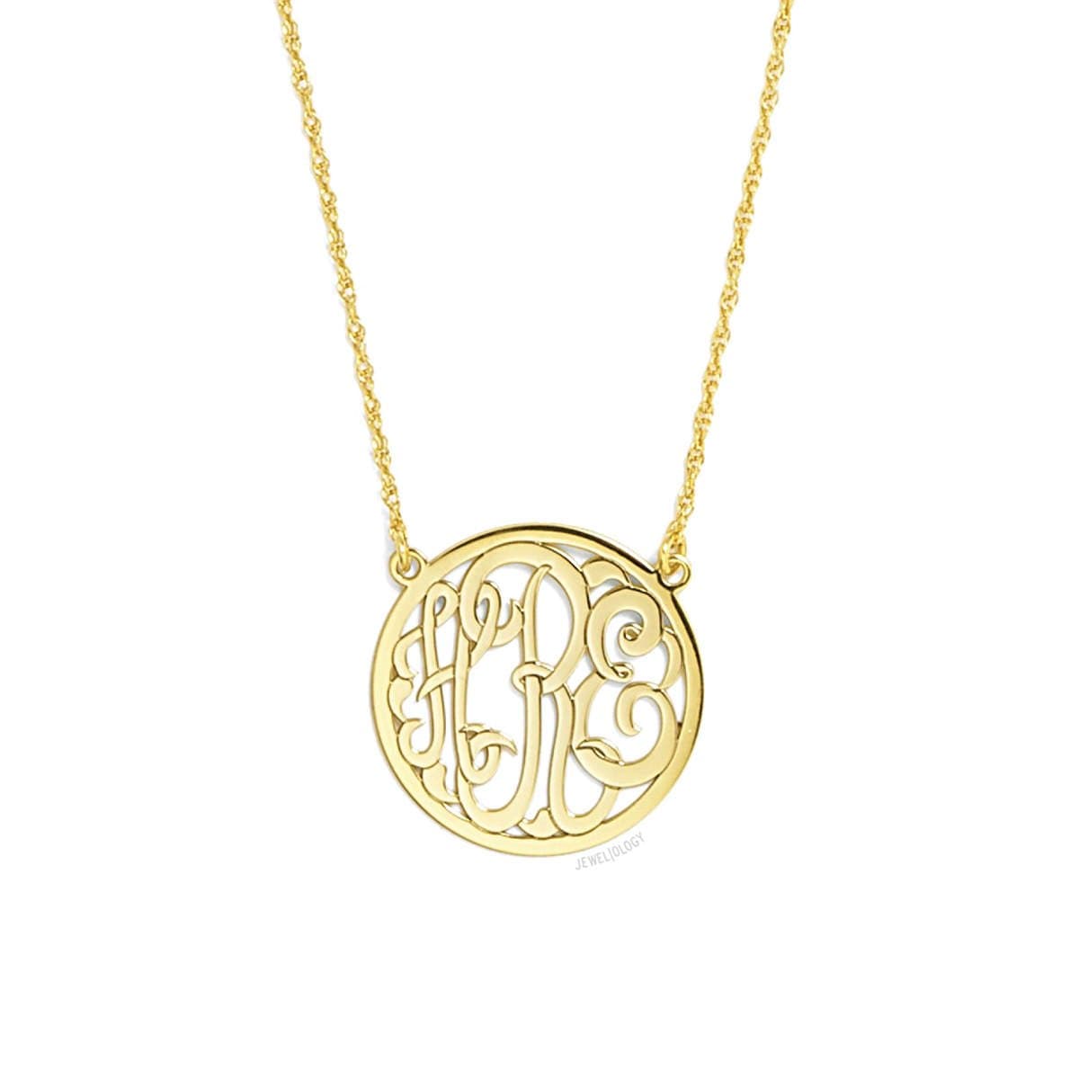 FUJIN 925 Sterling Silver Personalized Monogram Necklace Custom Made with 3 Initials