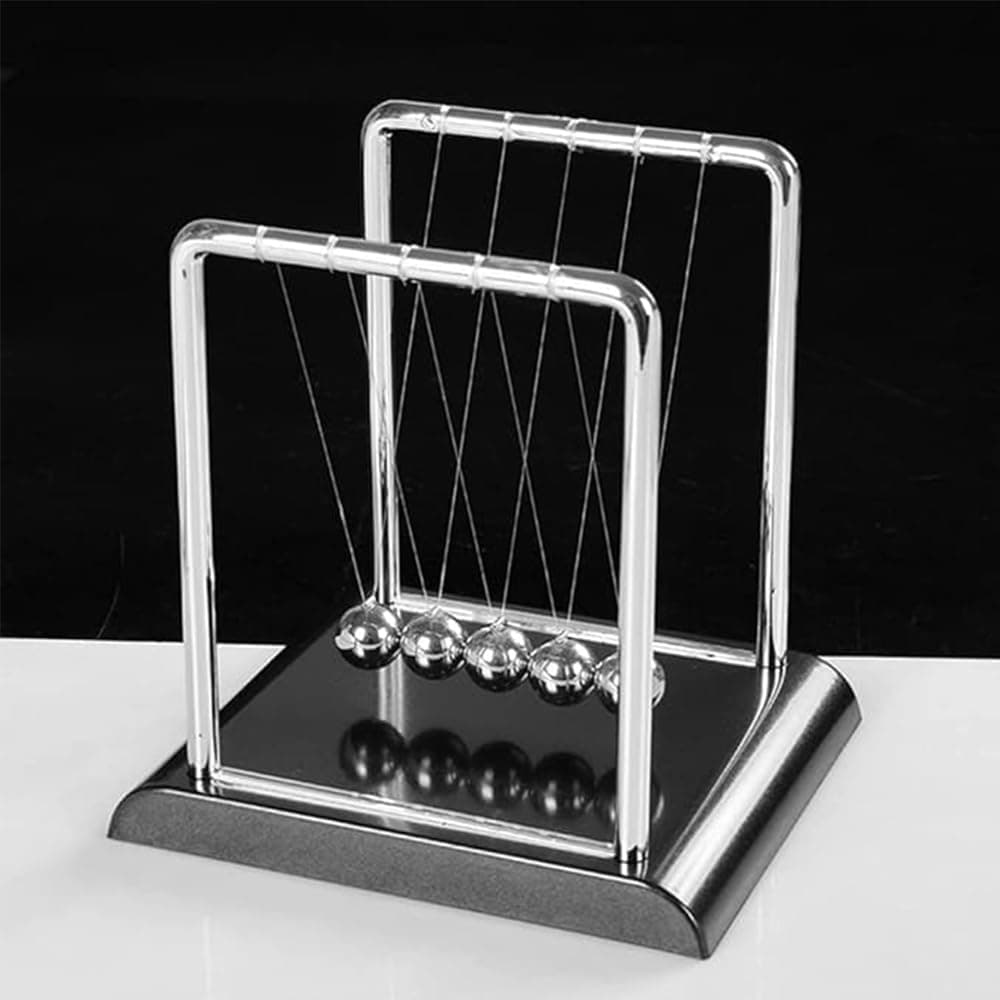TOMVAES Newtons Cradle, Classic Pendulum with 5 Balls, Science in Motion Newton Balanced Balls, Perpetual Motion Simulator, Metal Ball Pendulum Office Desk Decoration Black 17.5 * 15 * 18cm