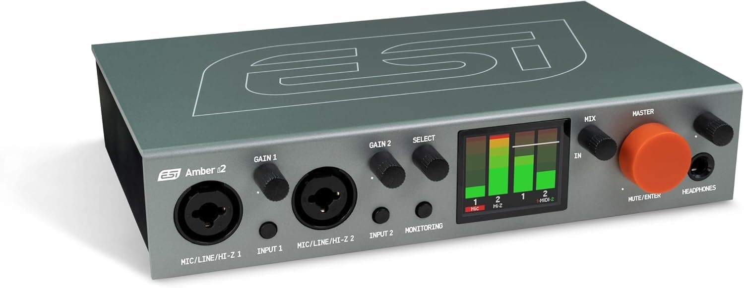 Amber i2 – USB Audio Interface for Musicians, Producers, Singers, and Songwriters, Dual XLR, Line & DI Inputs with MIDI I/O, Professional Software Included