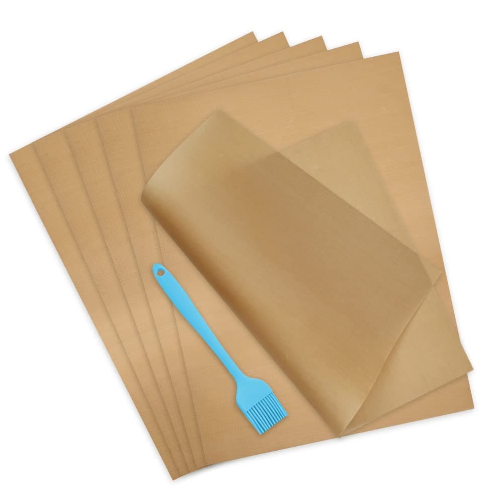 6 Sheets Baking Mats Non Stick Reusable,Oil Brush,Baking Mat Sheet Baking Tray Liner Set 30 * 40cm, Professional Quality,Nontoxic CookingMat,Reusable Non Stick Oven Liner