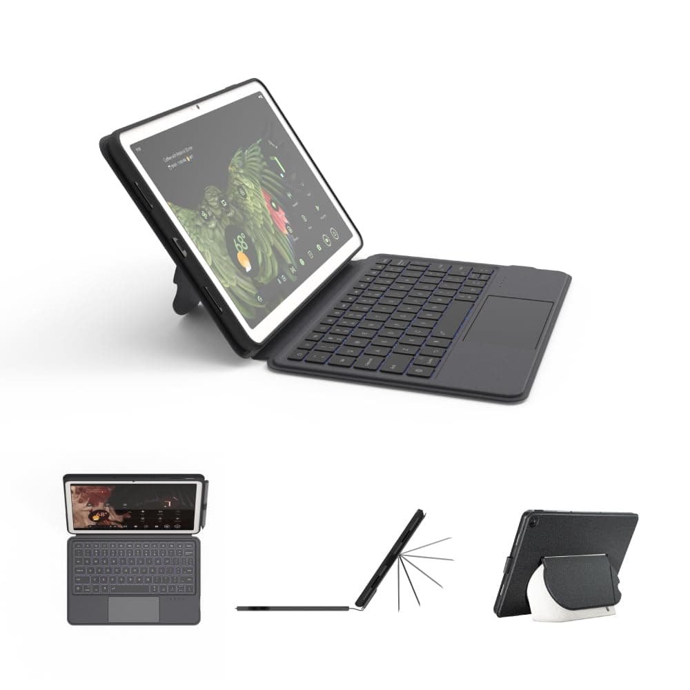 EIP Magnetix Keyboard Case for Google Pixel Tablet 11 inch (2023), Adjustable Viewing Angle, Detachable, Easy Carry, Protective Cover Compatible with Speaker Dock, 7 Backlight Color, UK Layout