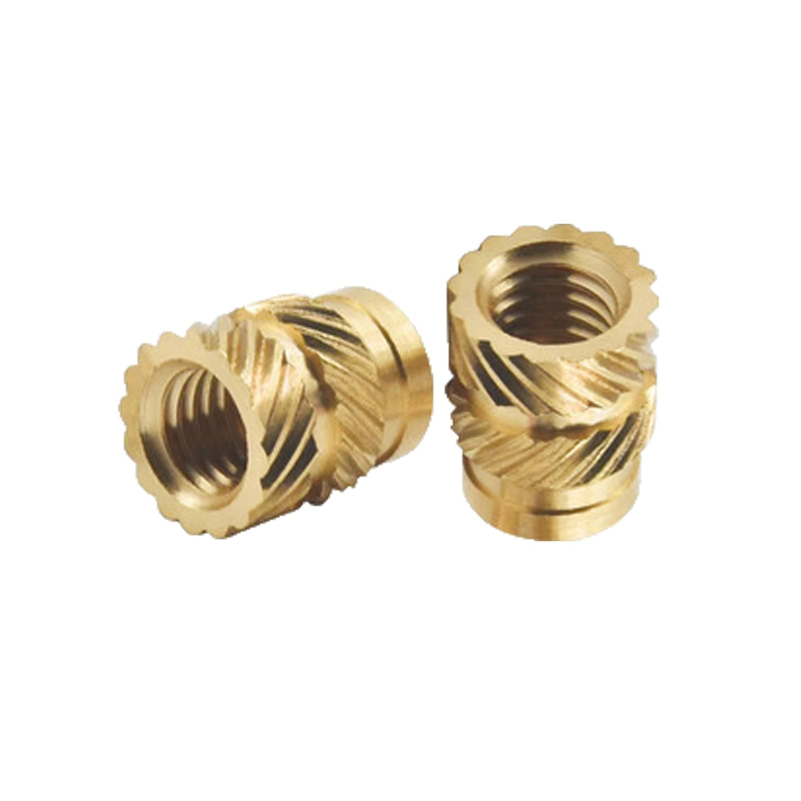 WAFJAMF 120 Pcs M3 Female Thread Knurled Nuts Brass Threaded Insert Embedment Nuts for 3D Printing Injection Molding and More Projects (M3, 120Pcs,3x4.6x5.7mm)