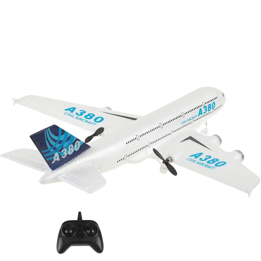 QTRC Plane-2.4Ghz 2 Channels Remote Control Airplane Ready to Fly,410mm Wingspan 6-Axis Gyro RC Airplane for Kids and Adults,Glider Aircraft Model Drone Kids…