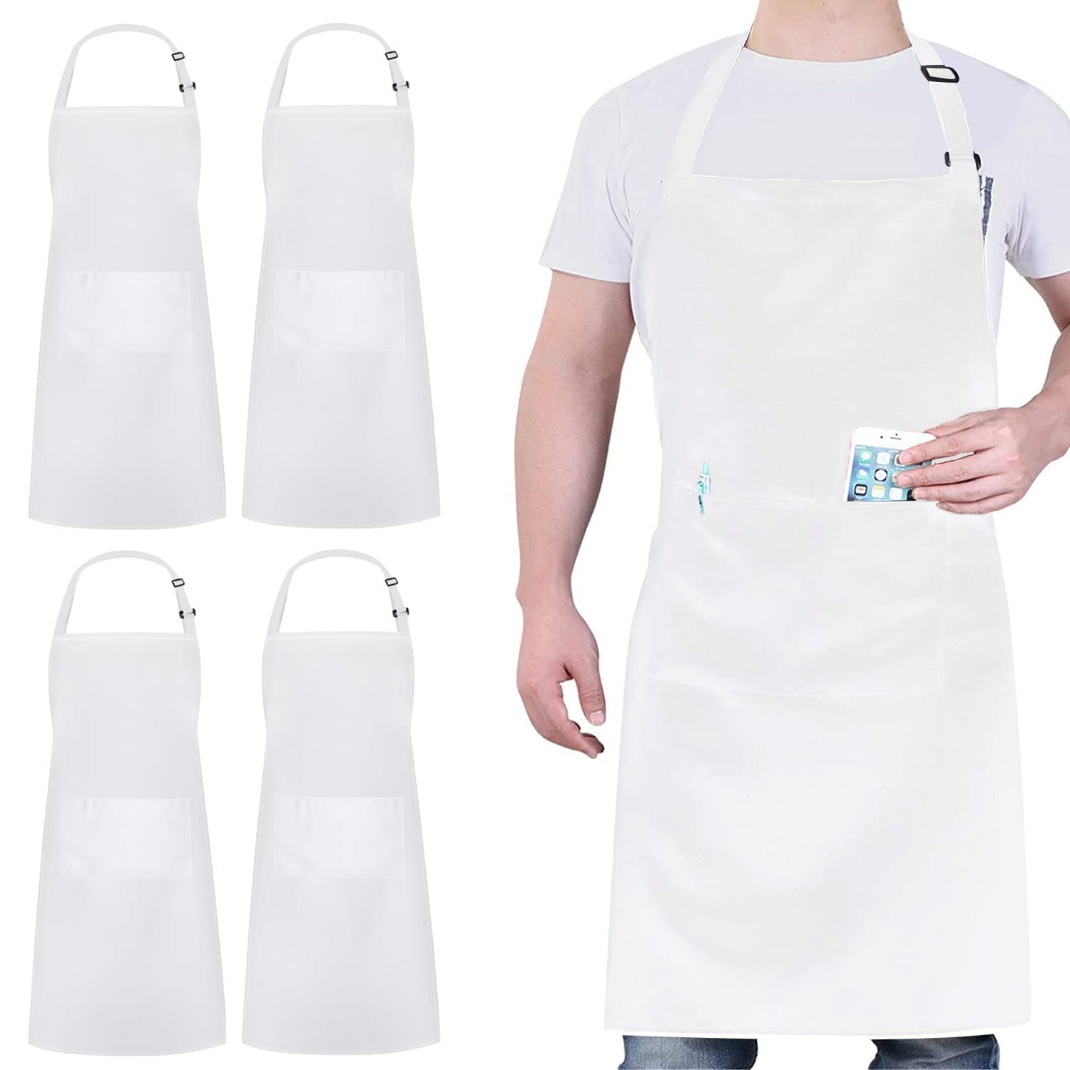4 Packs Chef Apron White