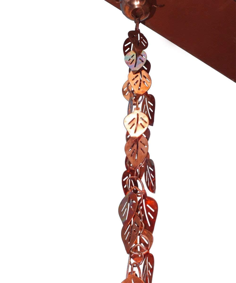 Monarch Copper Cascading Leaves Rain Chain