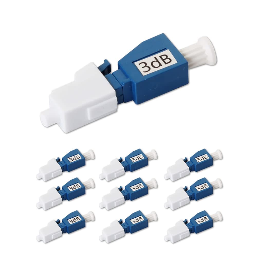 10 Pack Single Mode LC 3dB Fiber Optic Attenuator, LC/UPC in-Line Fiber Attenuator, Male to Female, Single-Mode Fixed, SM, dB Options: 3dB, 5dB, 7dB, 10dB