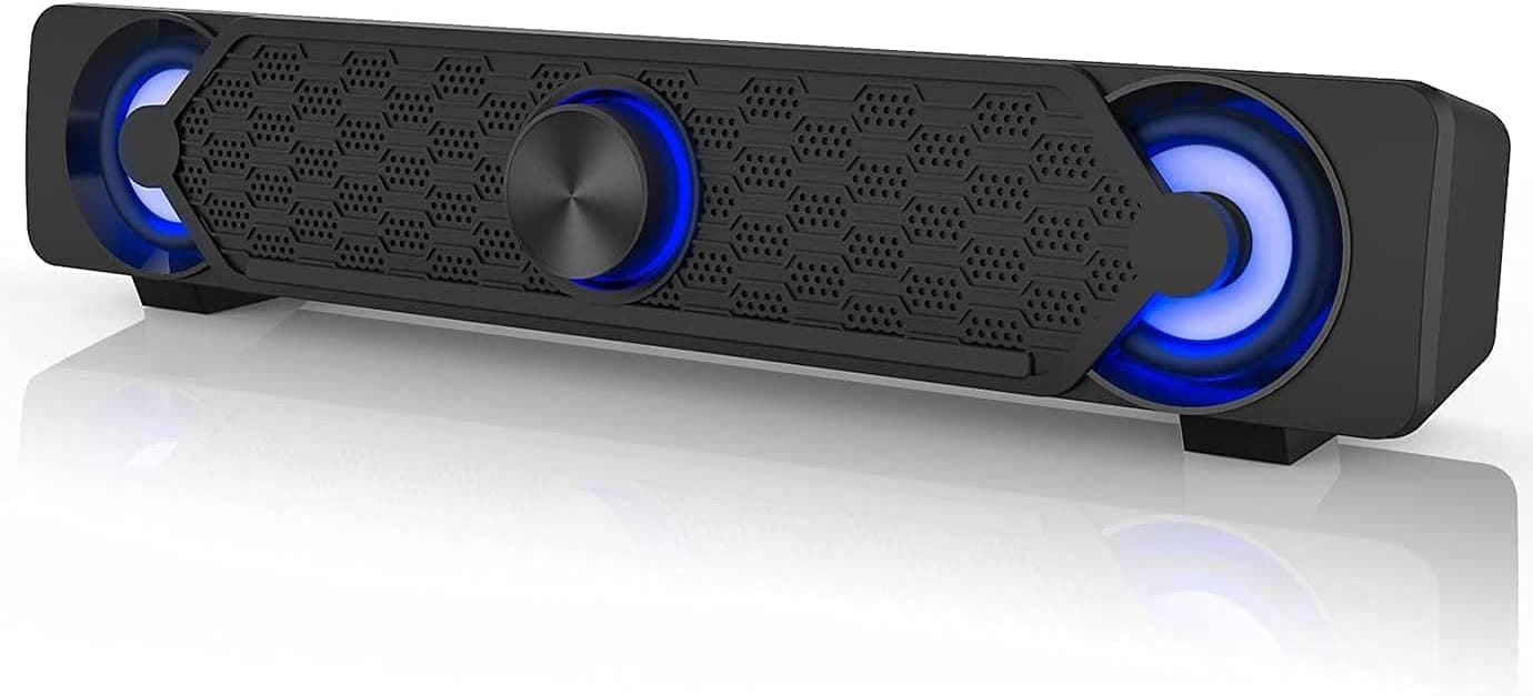 Smalody PC Speakers, Computer Speaker, USB Soundbar, Gaming with Cool LED Lights, Multimedia Speaker Perfect for PC Games,Computer, Desktop, Laptop