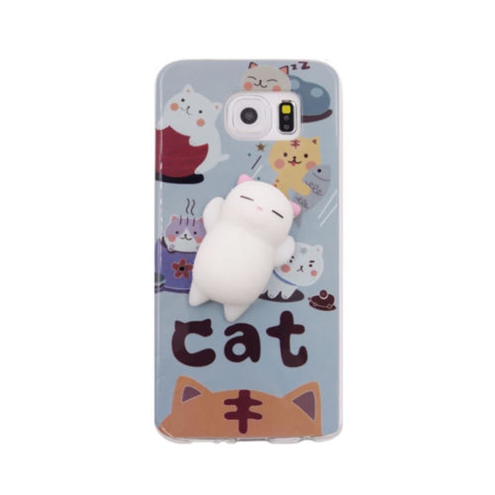 Squishy Animals Case for S8 Plus,Cute 3D Soft Silicone Cute Bear Toy on Back for Release Stress Protective Phone Cover for Samsung Galaxy S6 S7 S8/S8 Plus (Lovely cat for s8 Plus)