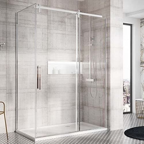 Render Bathroom Shower Side Panel Glass Cubicle Shower Enclosure Chrome, 800mm