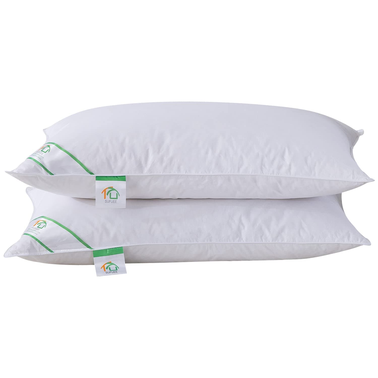 Goose Feather and Down Pillows Pair, Luxury Pillows with 100% Cotton Cover, Medium and Soft Firmness, Hotel Quality(48X74cm)