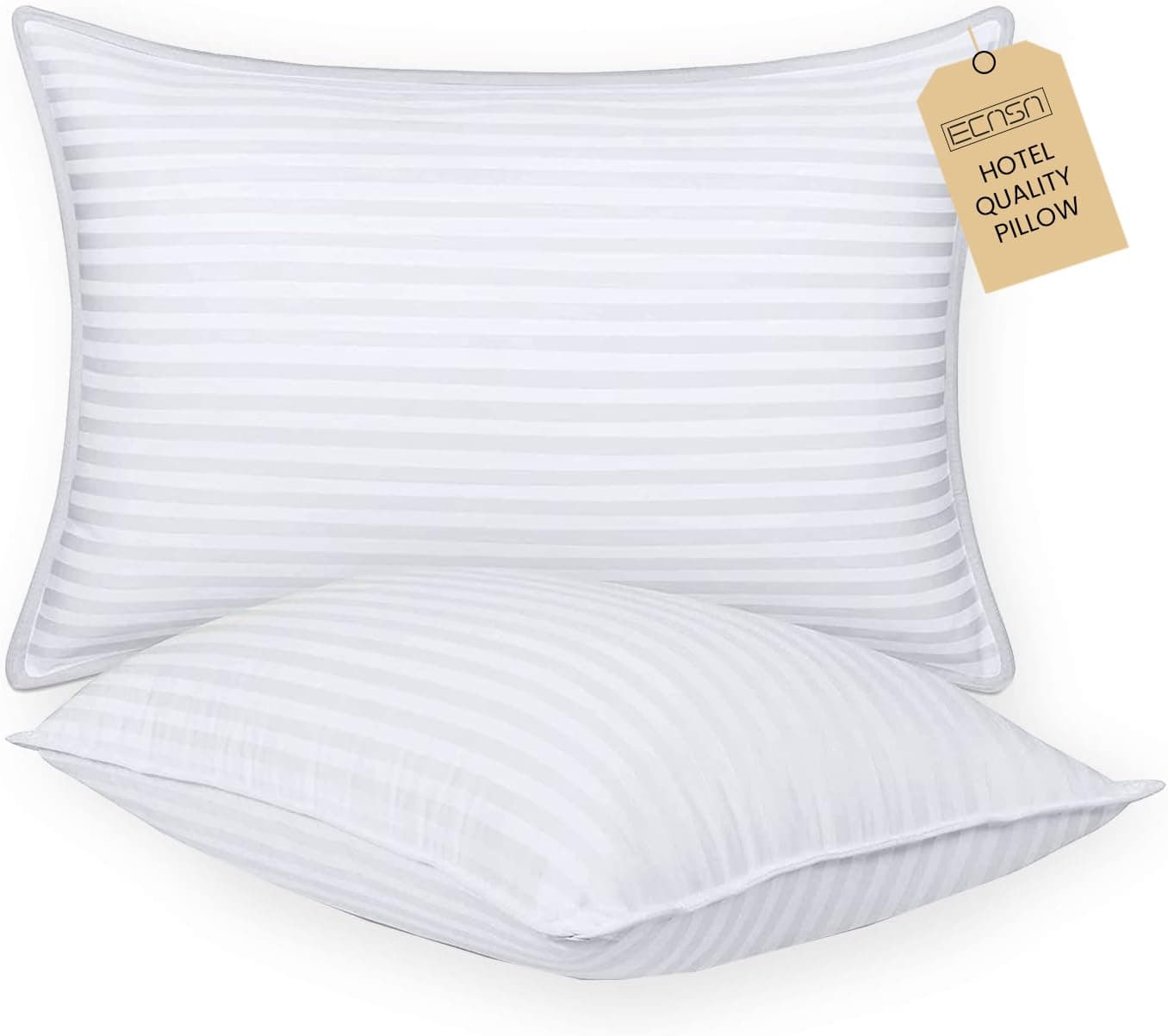 ECASA™ Polyfiber Bed Pillows for Sleeping 2 Pack - Ultra Soft Breathable Down Alternative Pillows - Hotel Luxury Collection Pillows for Back Stomach or Side Sleepers 60X40