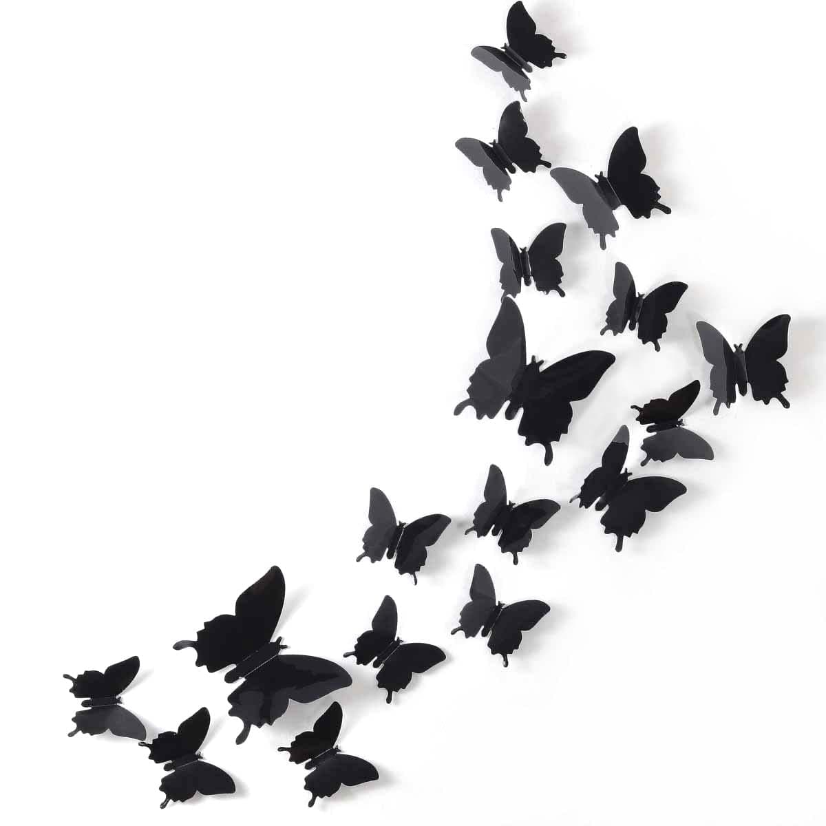24PCS 3D Black Butterfly Wall Decoration