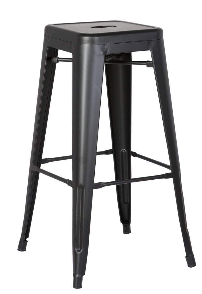 LANNY 76CM Metal Bar Stools High Backless Stools Bar Height Stools Patio Furniture Indoor/Outdoor Stackable Kitchen Stools Dining Chair (Matt Black)