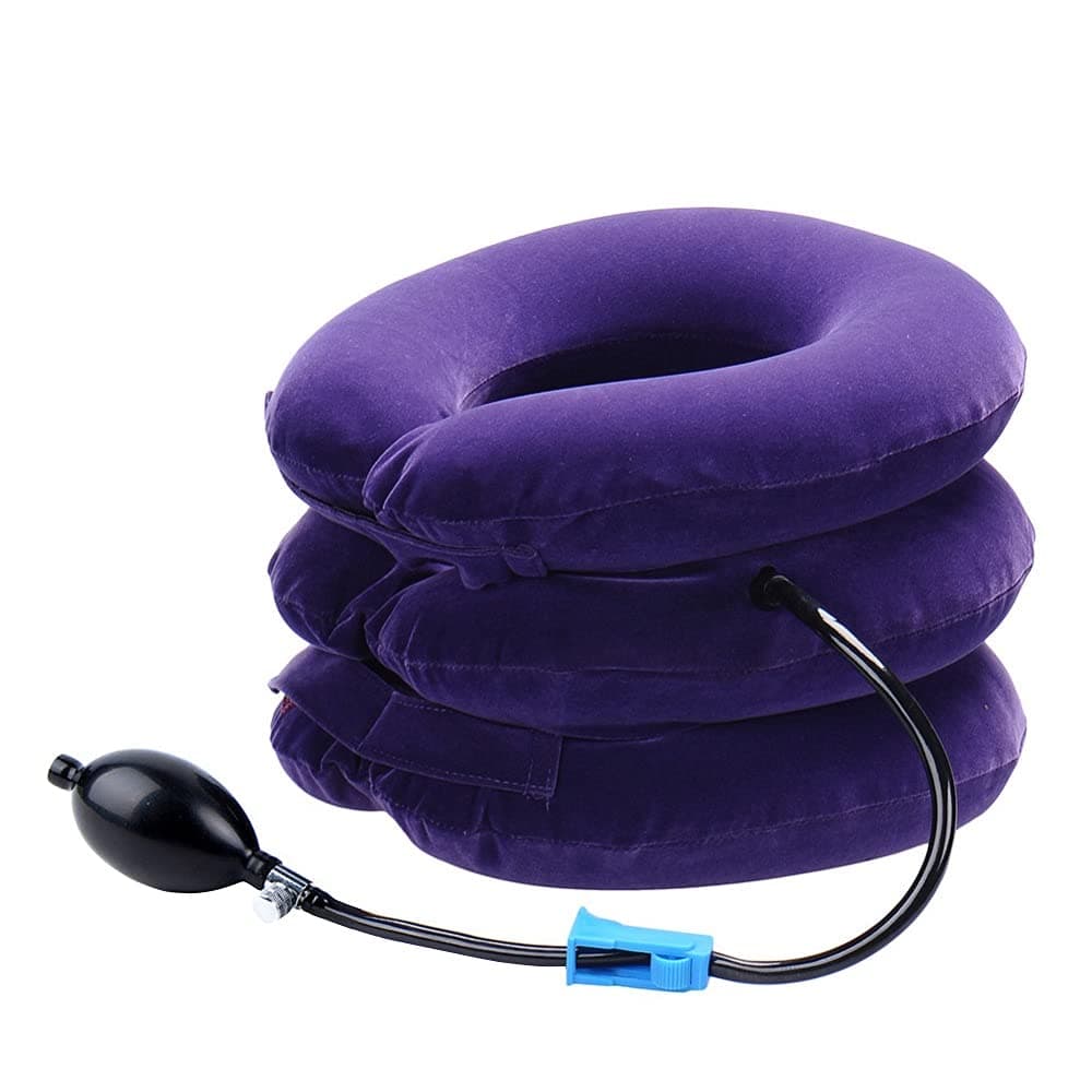 Cervical Neck Traction Device Inflatable Neck Stretcher, Use for Neck and Shoulder Relief Traction Spine Alignment, Neck Cervical Brace(Purple)