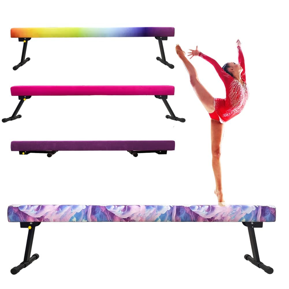 Peakpath 7.2FT Adjustable&Foldable Gymnastics Balance Beam,Home Gym Equipment,Easy Assembling and Storage,No Tool Require,for Kids Children Girls Training Ages 3-12