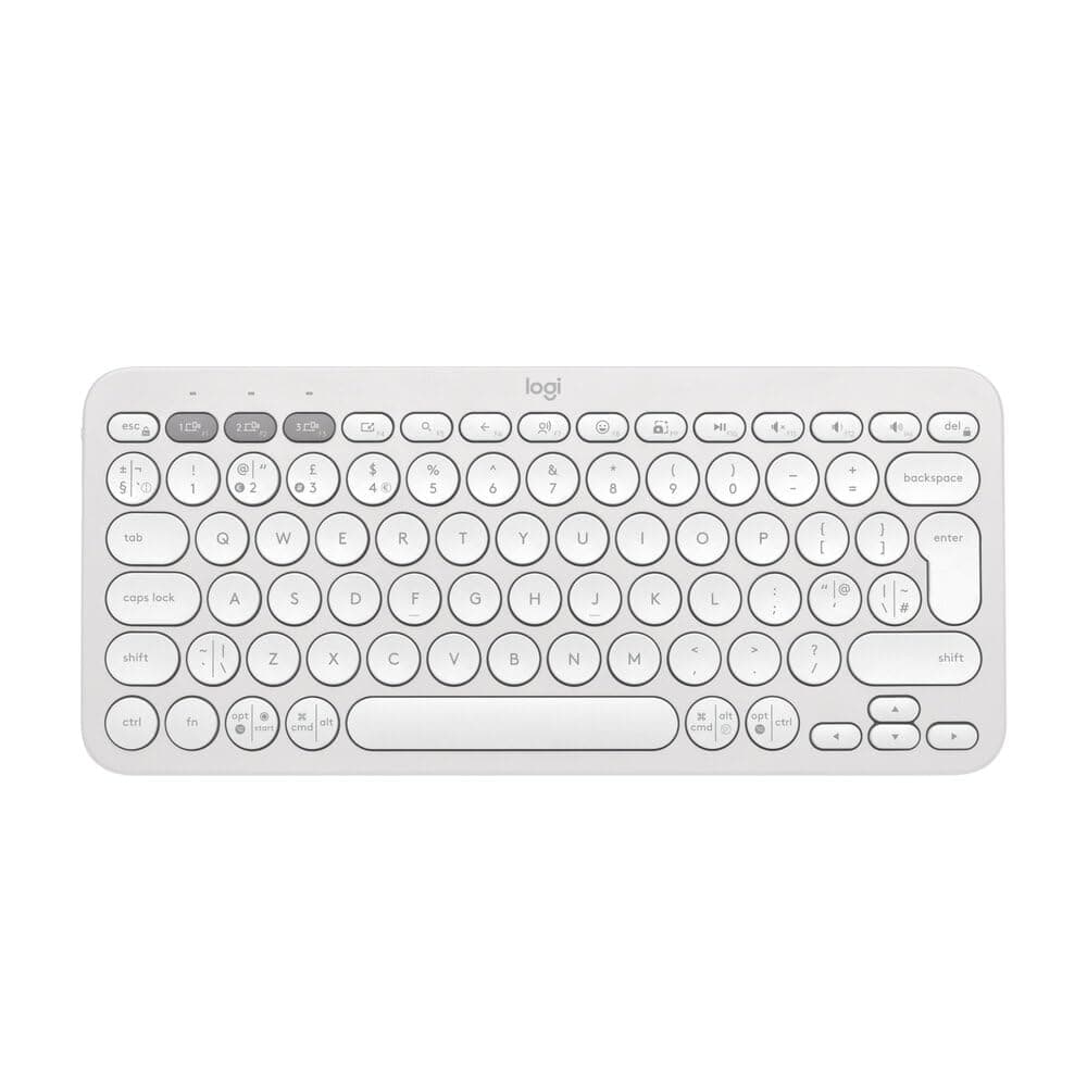 Pebble Keys 2 K380s, Multi-Device Bluetooth Wireless Keyboard with Customisable Shortcuts, Slim and Portable, Easy-Switch for Windows, macOS, iPadOS, Android, Chrome OS - Tonal White
