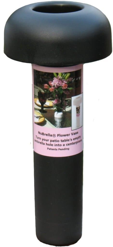 Flower Vase Patio Table Umbrella Hole Insert, Black