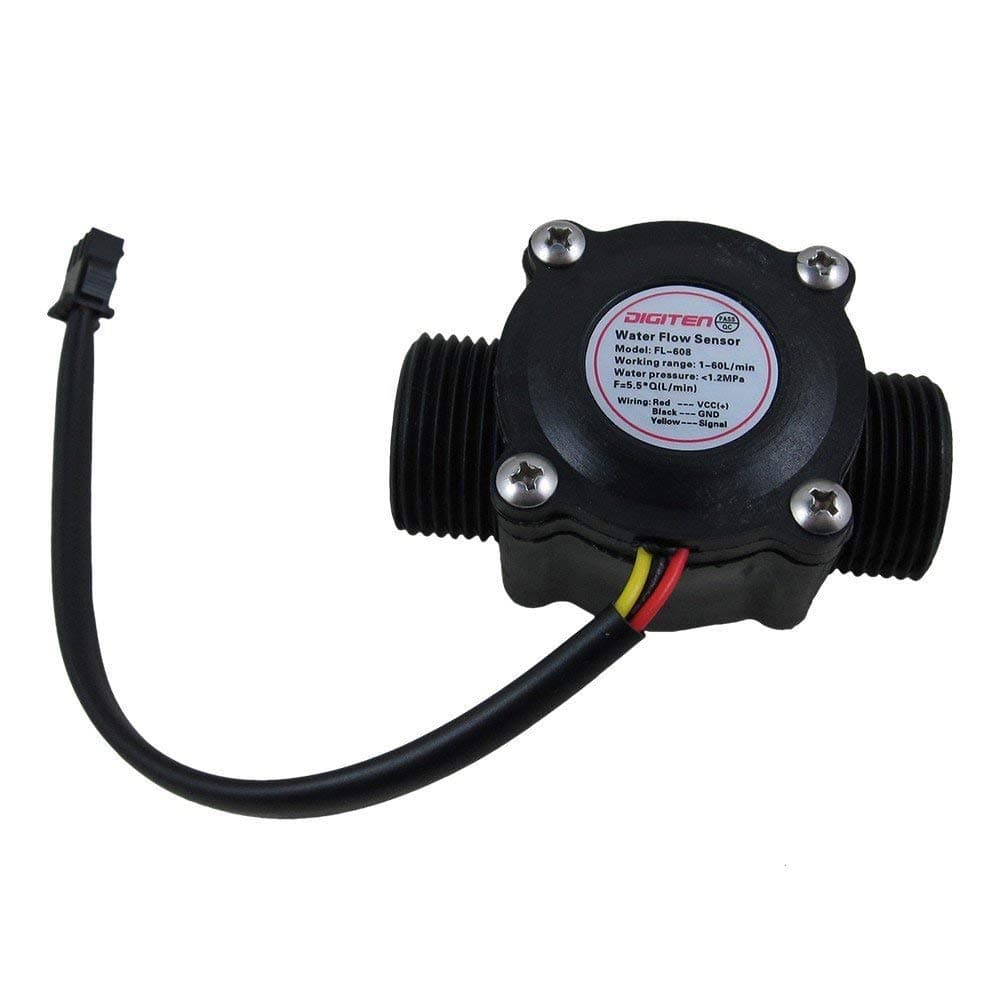 G1/2" Water Flow Sensor, Hall Effect Sensor Switch Flow Meter Flowmeter Counter 1-30L/min - Arduino, Raspberry Pi, and Reverse Osmosis Filter Compatible G3/4" Flow Sensor FL-608ZJ 1