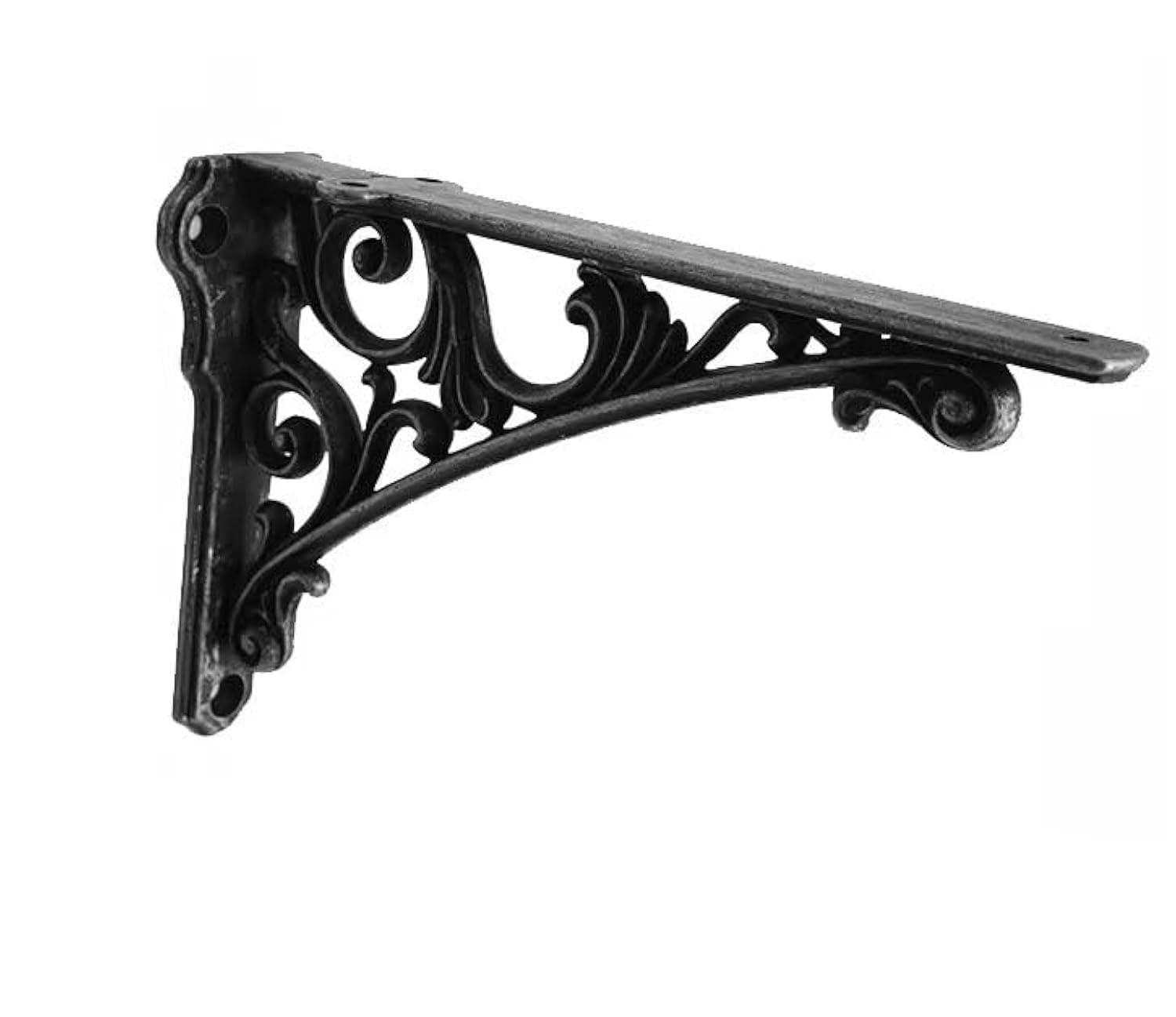 Decorative Shelf Bracket 8 inch, Rustic Black Iron Brackets for Shelving, Heavy Duty Vintage, DIY Projects, Hardware Included, 4 Pack, 7.87x5.6x1.73 inch,Baroque Style