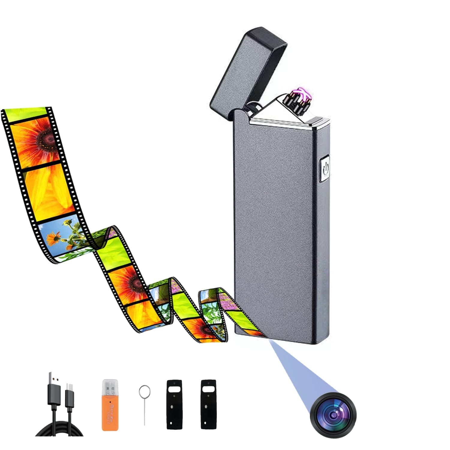 Hidden camera - Spy camera - Mini camera - Security camera - Portable Small camera - Electronic lighter camera - Supports 512G - HD 1080p camera - Evidence collecting camera - Nanny camera