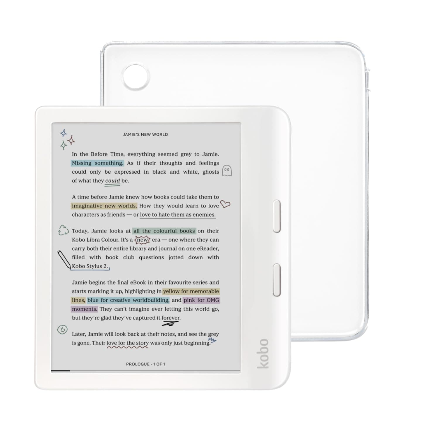 Libra Colour White eReader with Case Bundle
