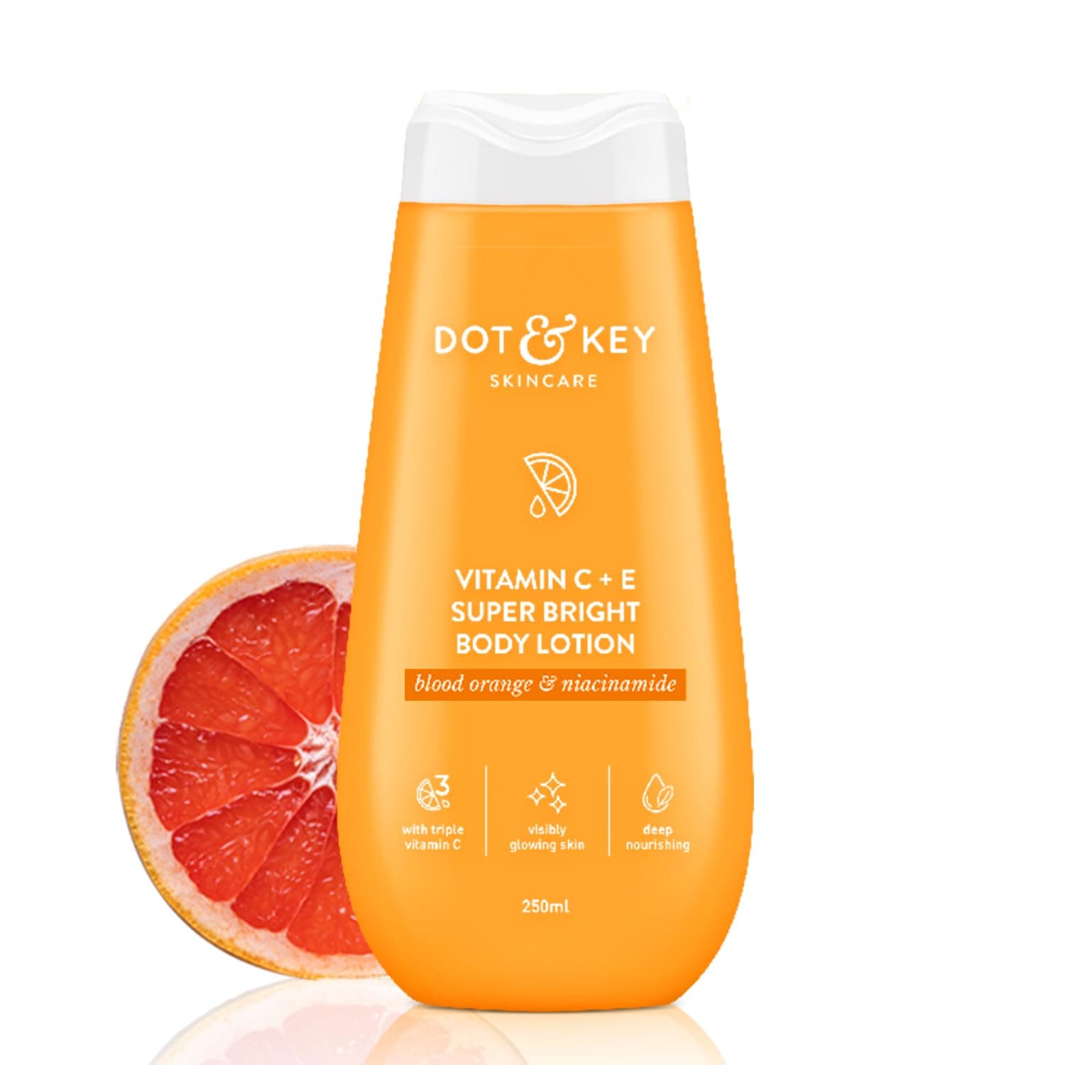 Dot & Key Vitamin C + E Super Bright Body Lotion for Deep Nourishing & Visibly Glowing Skin | Reduces Dark Spots & Tanning |With Triple Vitamin C & Niacinamide | For Women & Men | 250ml