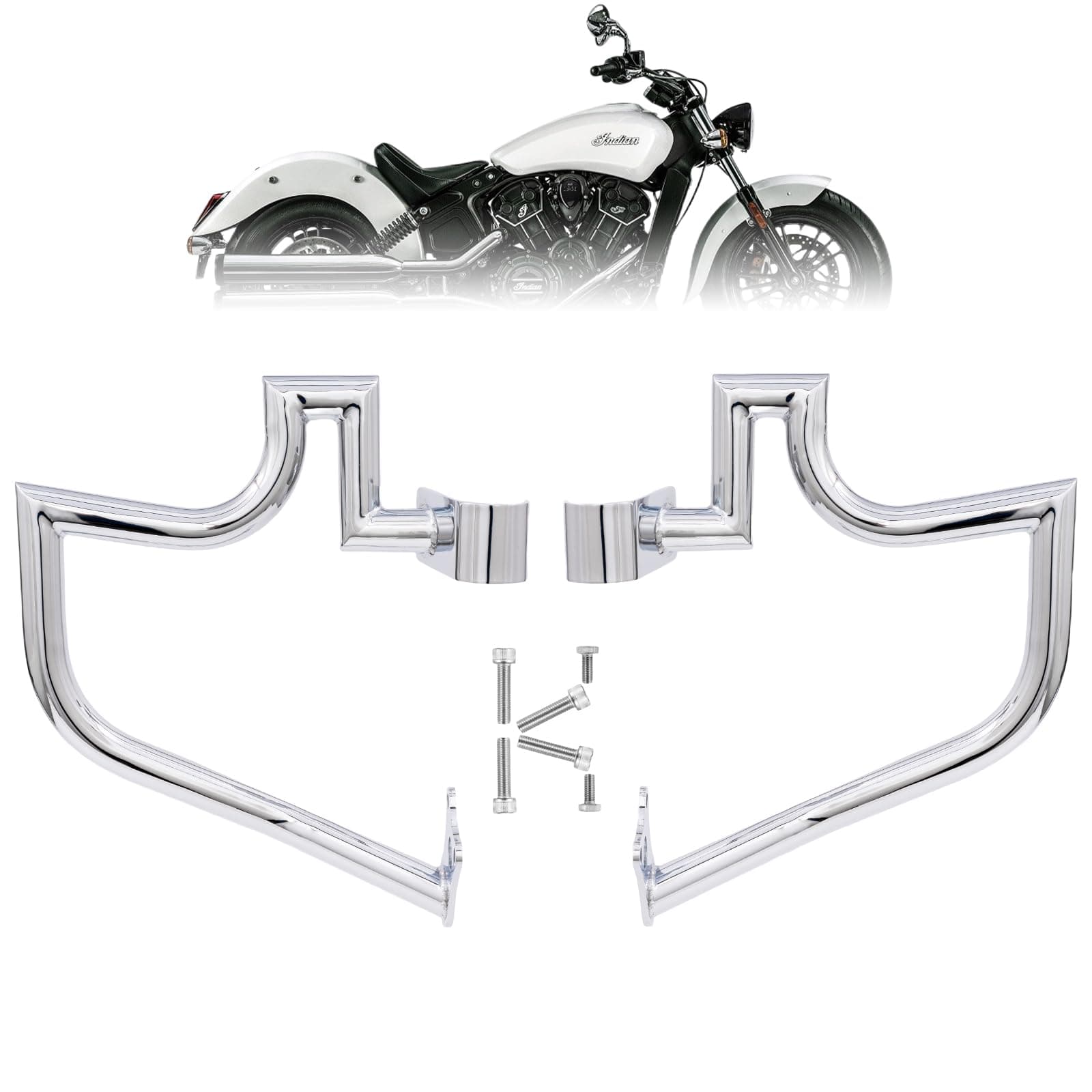 Kinglemc Crash Bar Engine Guard Highway Freeway Bar for Indian Scout 2015-2024 Scout Bobber ABS 2018-2020 Scout Sixty 2016-2024 (Chrome)
