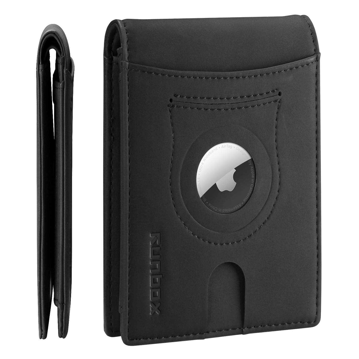 RUNBOX AirTag-Wallet-Mens-Slim-RFID Blocking Wallets Leather with Bill Compartment Air Tag Bifold Card Holder Wallet Gifts for Men Dad