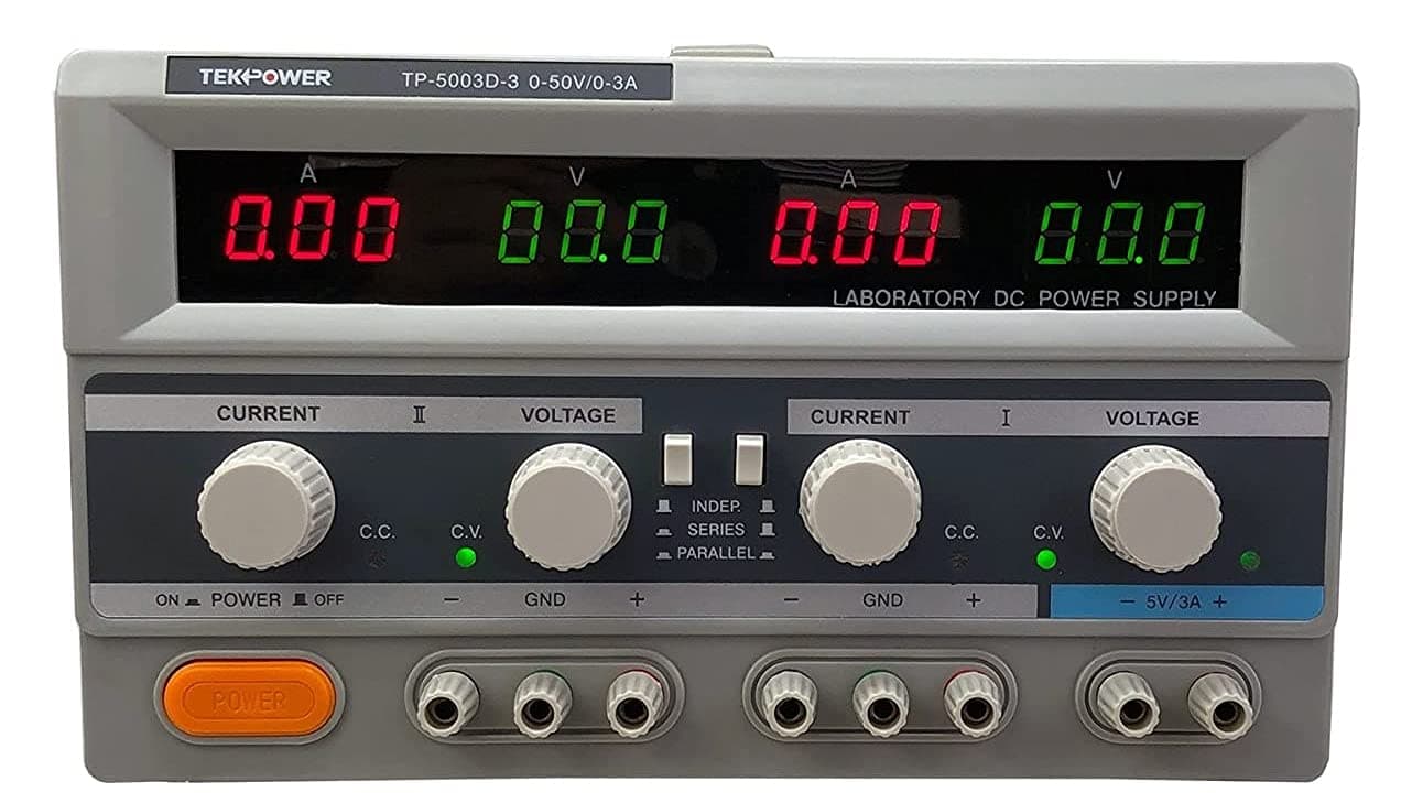 TekpowerTP5003D-3 Digital Variable Triple Outputs Linear-Type DC Power Supply, 0-50 Volts @ 0-3 Amps