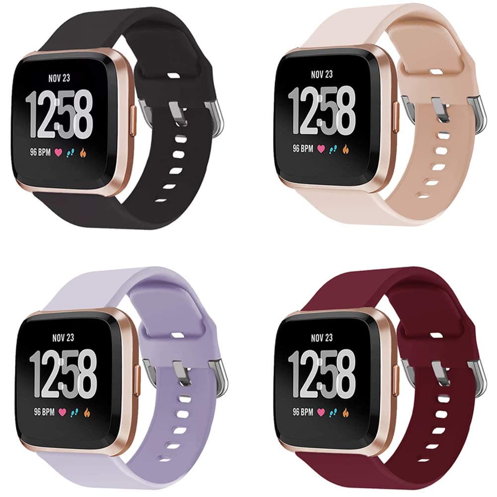 Xilaiw 4 Packs Bands Compatible with Fitbit Versa/Versa2/Versa Lite for Women and Men, Soft Replacement Wristband Waterproof Sport Strap for Fitbit Versa Smart Watch