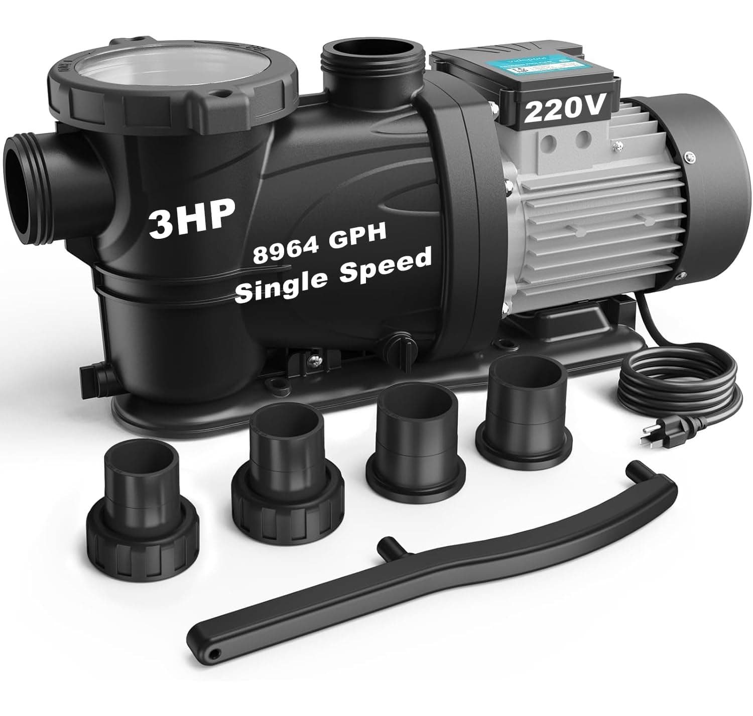 - In/Above Ground Pool Pump Self Primming High Flow,Deep Grey