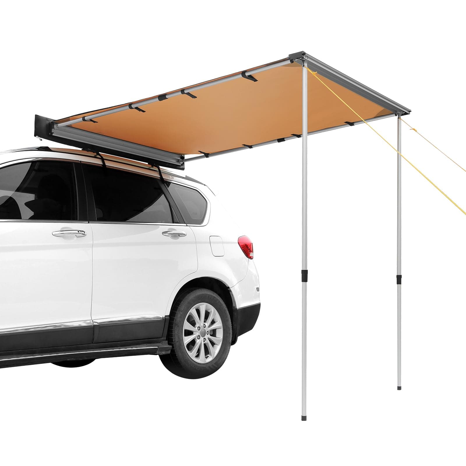 Vehicle Awning 6.6'x8.2' Roof Rack Pull-Out Sun Shade UV50+ PU3000mm, Retractable Weatherproof 4x4 Side Awning for SUV Outdoor Camping & Overland (Hardware Included), w/Waterproof Storage Bag